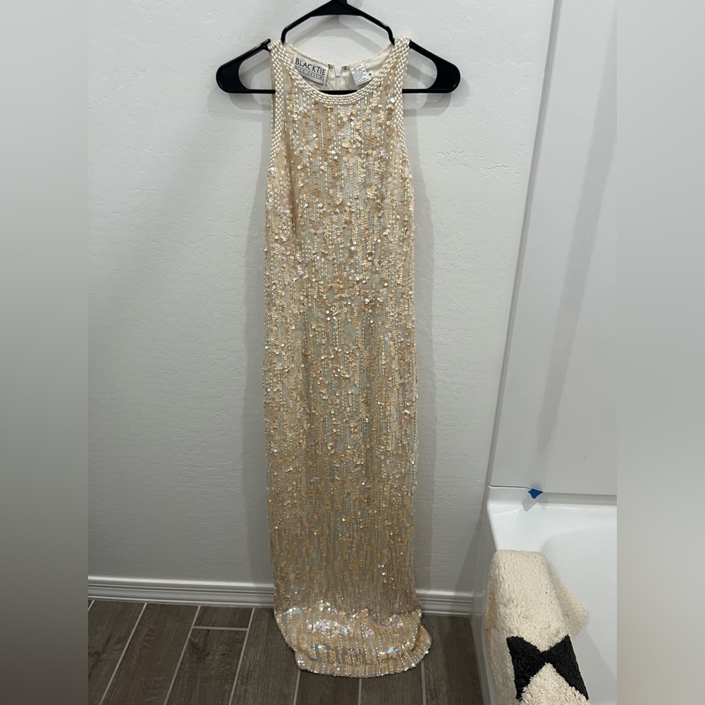 Elegant RARE Sequin Beaded Gown in Champagne